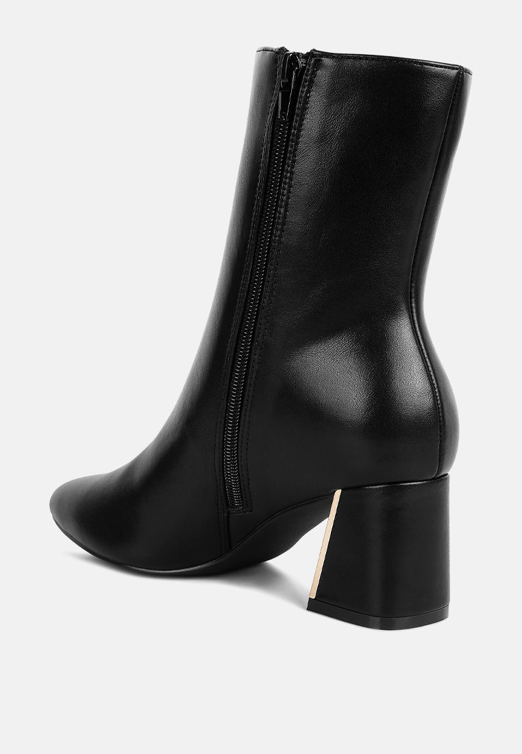 Metallic Flare Heel Ankle Boots
