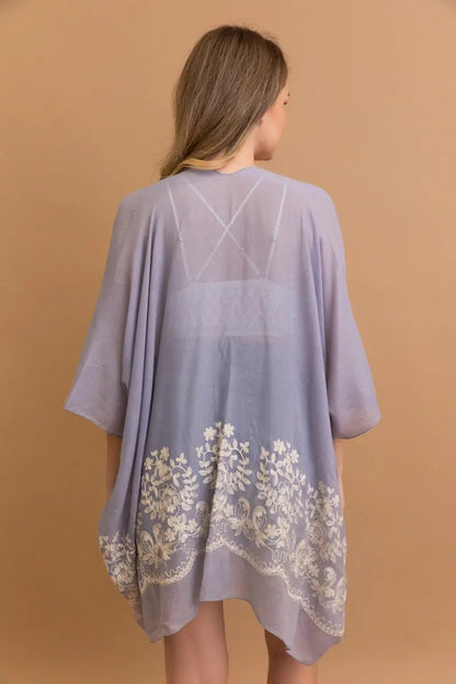 Bloom Embroidered Short Sleeve Kimono