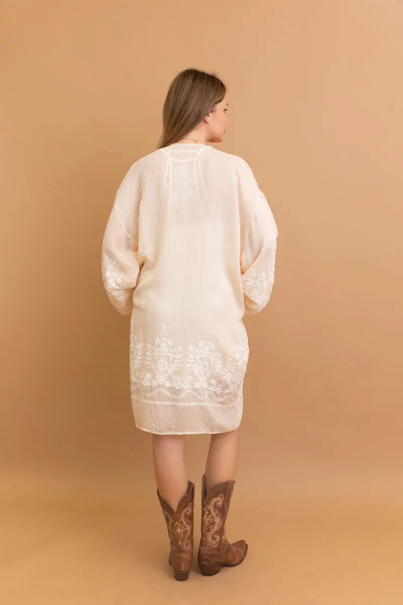 Embroidered Long Sleeve Kimono