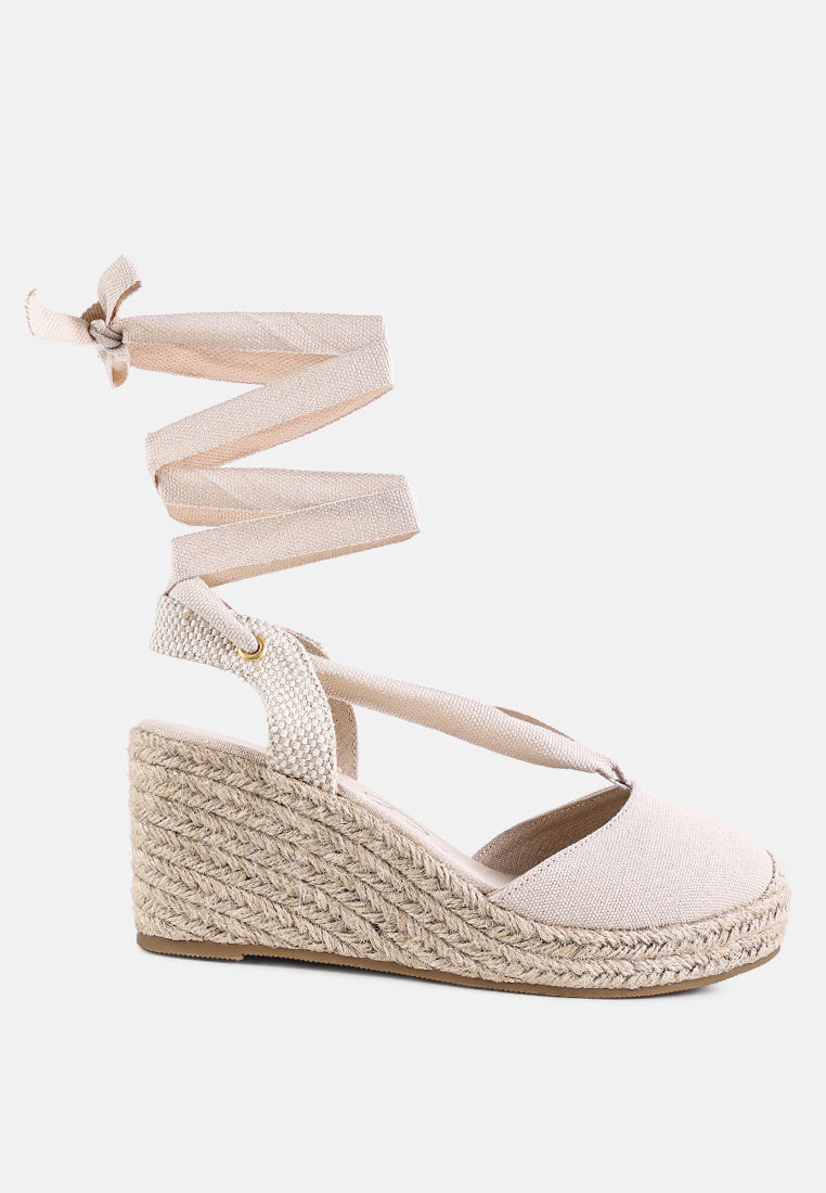 Braid Wrap Around Wedge Espadrilles