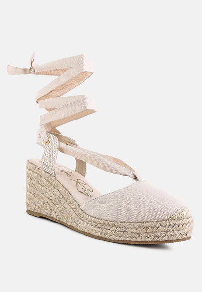 Braid Wrap Around Wedge Espadrilles