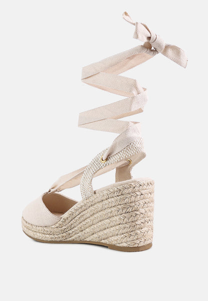 Braid Wrap Around Wedge Espadrilles