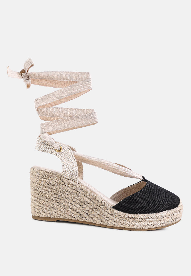 Braid Wrap Around Wedge Espadrilles