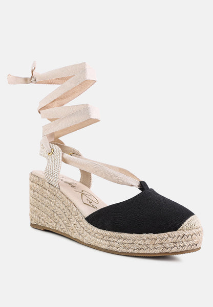 Braid Wrap Around Wedge Espadrilles