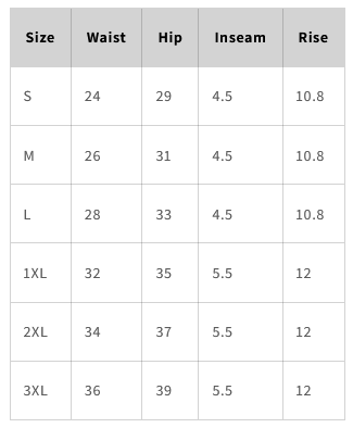 size chart