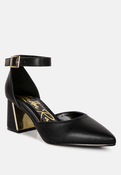 Metallic Block Heeled D'Orsay