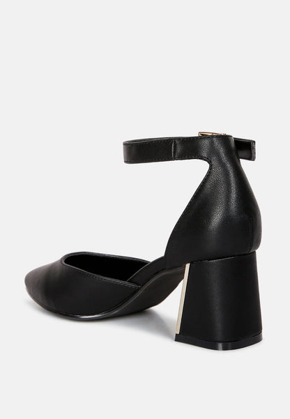 Metallic Block Heeled D'Orsay