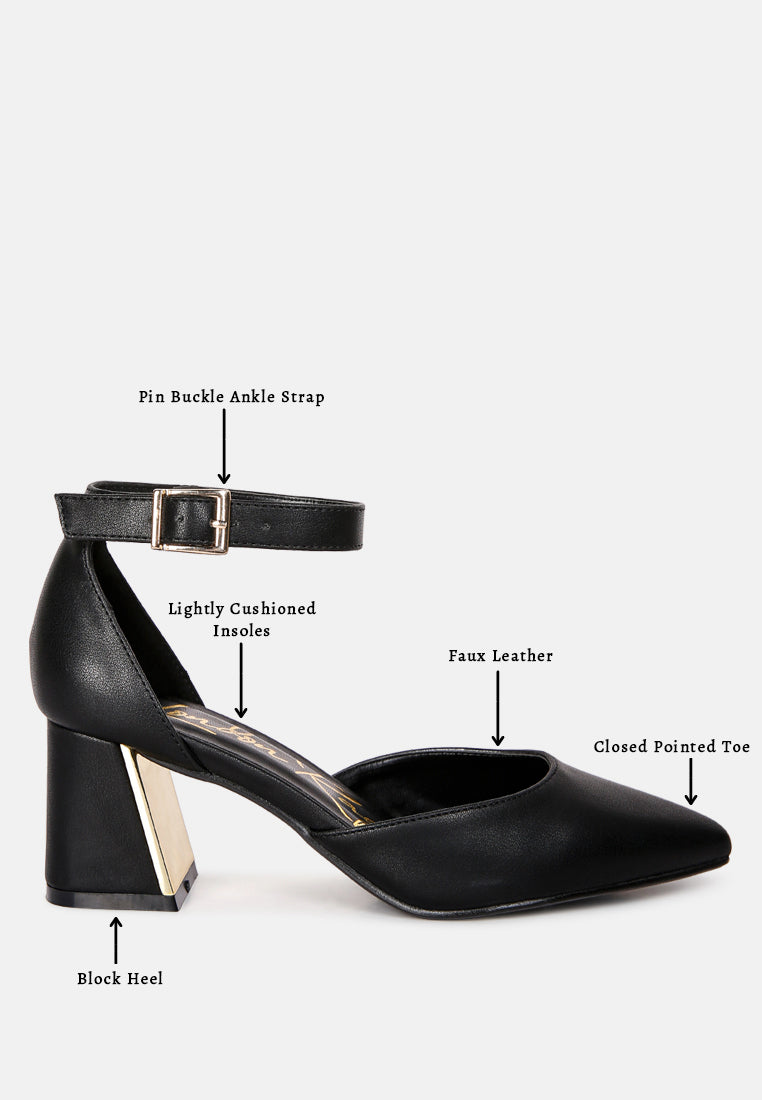 Metallic Block Heeled D'Orsay