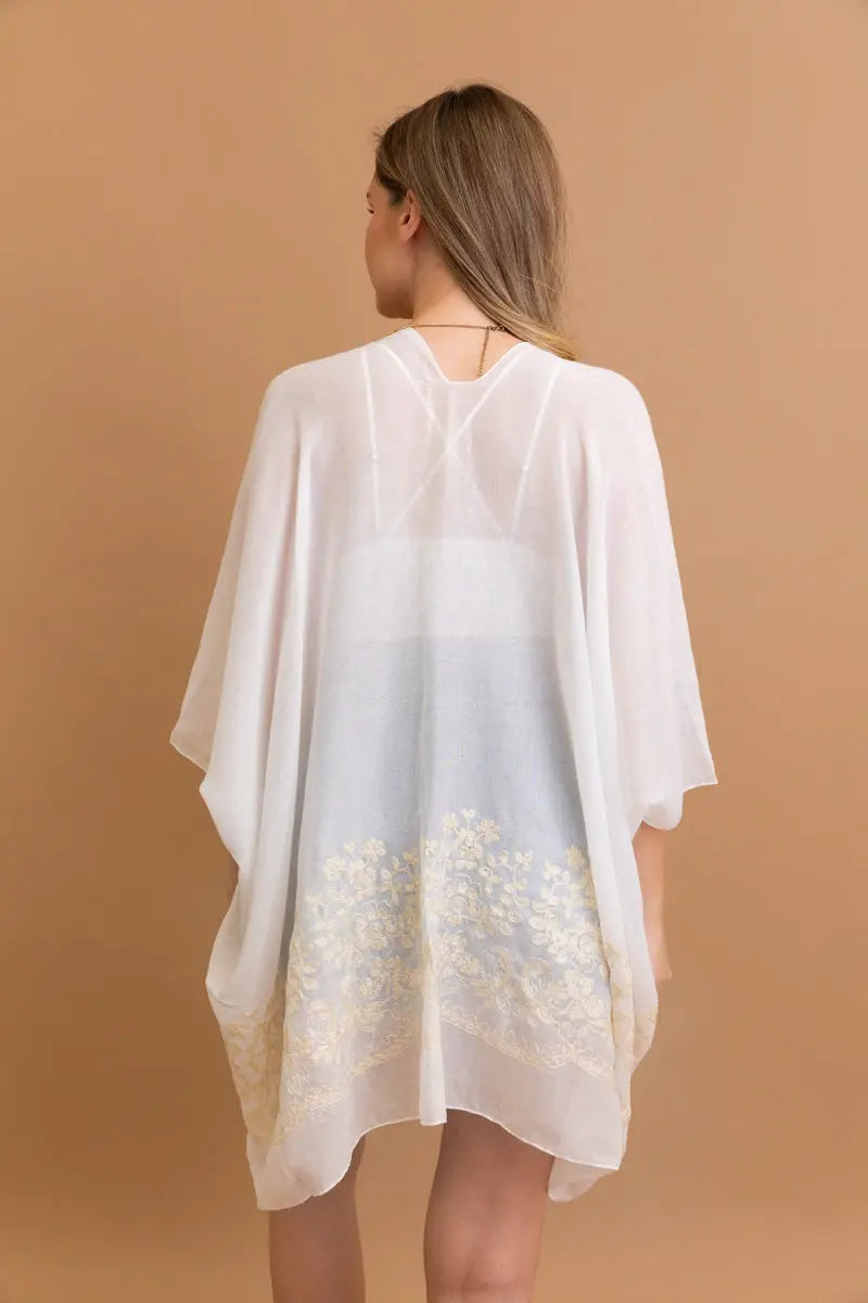 Bloom Embroidered Short Sleeve Kimono