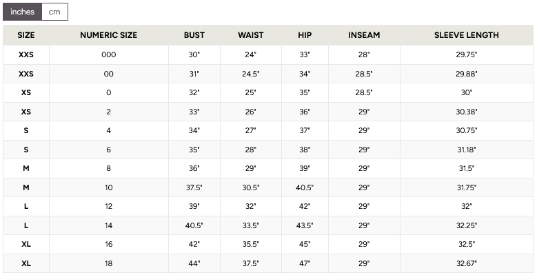 size chart