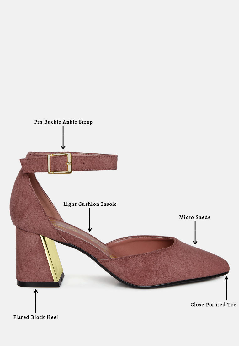Metallic Detail Angled Heels