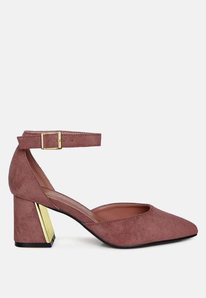 Metallic Detail Angled Heels