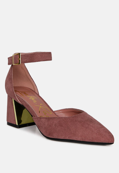 Metallic Detail Angled Heels