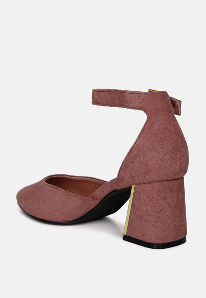 Metallic Detail Angled Heels