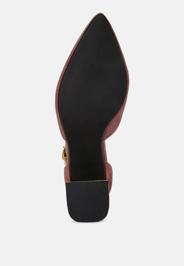 Metallic Detail Angled Heels