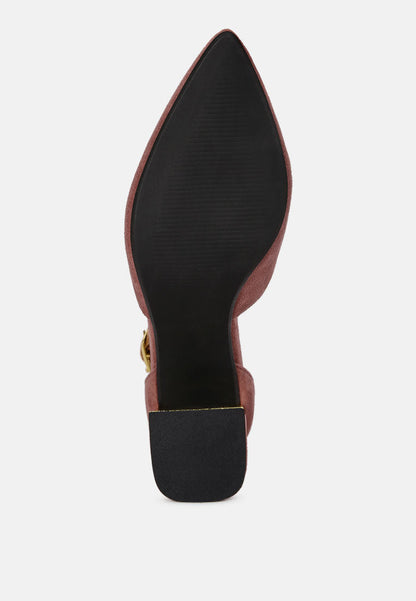 Metallic Detail Angled Heels