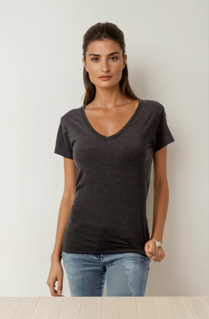 Basic Solid Heather V-Neck Tee