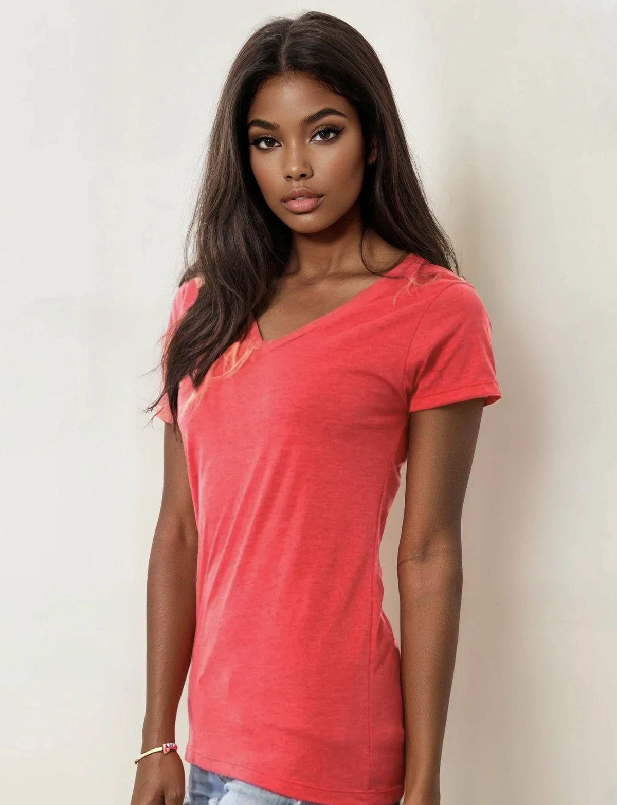 Basic Solid Heather V-Neck Tee