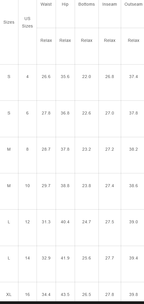 size chart