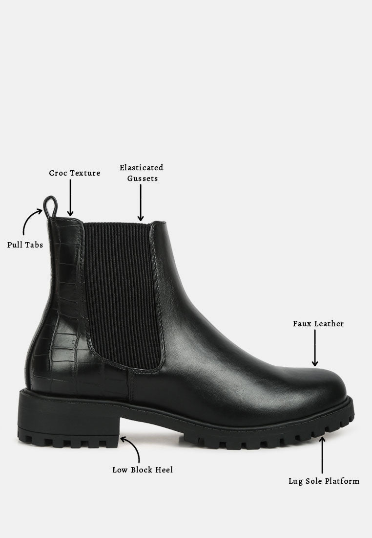 Croc Back Chelsea Boots