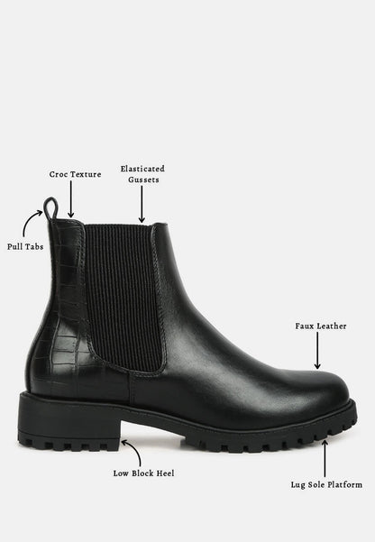 Croc Back Chelsea Boots