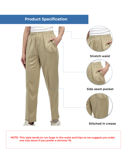Classic Pull-On Elastic Waist Dress Slacks