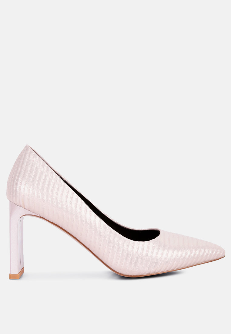 Textured Italian Block Heel Pumps