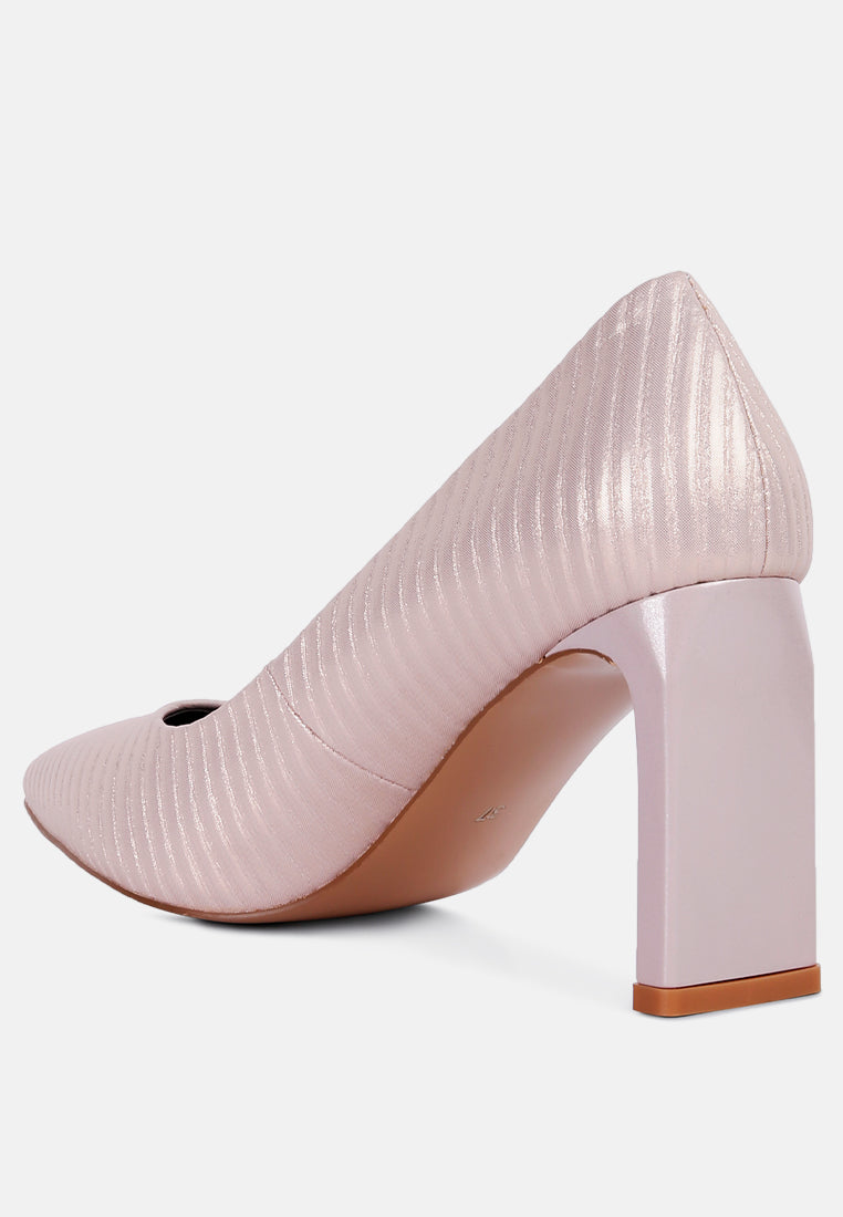 Textured Italian Block Heel Pumps