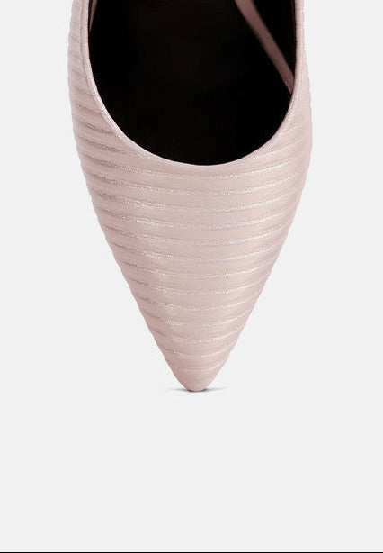 Textured Italian Block Heel Pumps