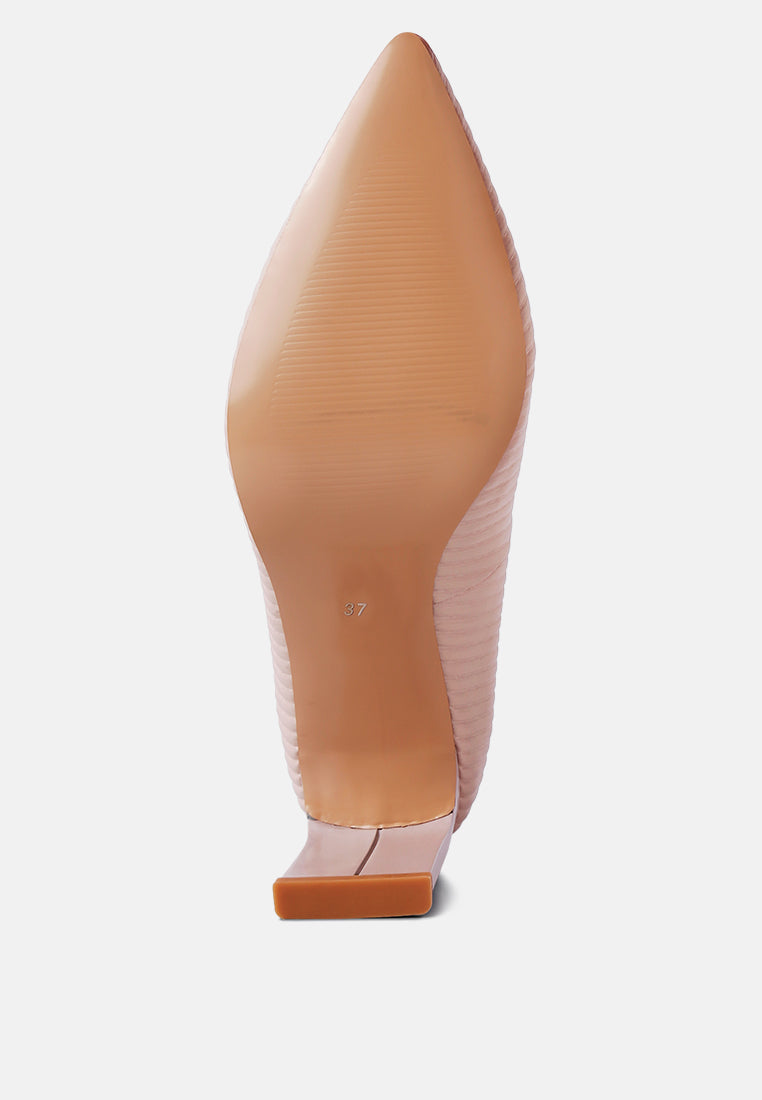Textured Italian Block Heel Pumps