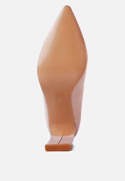Textured Italian Block Heel Pumps