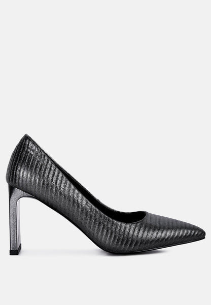 Textured Italian Block Heel Pumps