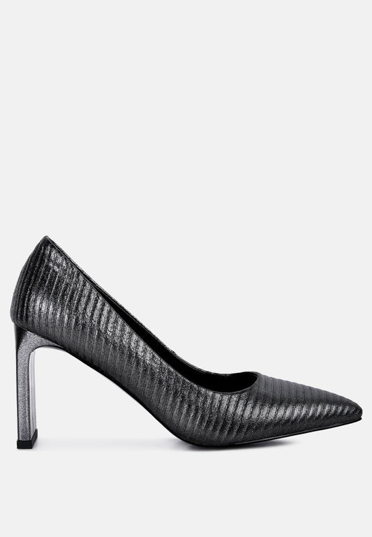 Textured Italian Block Heel Pumps