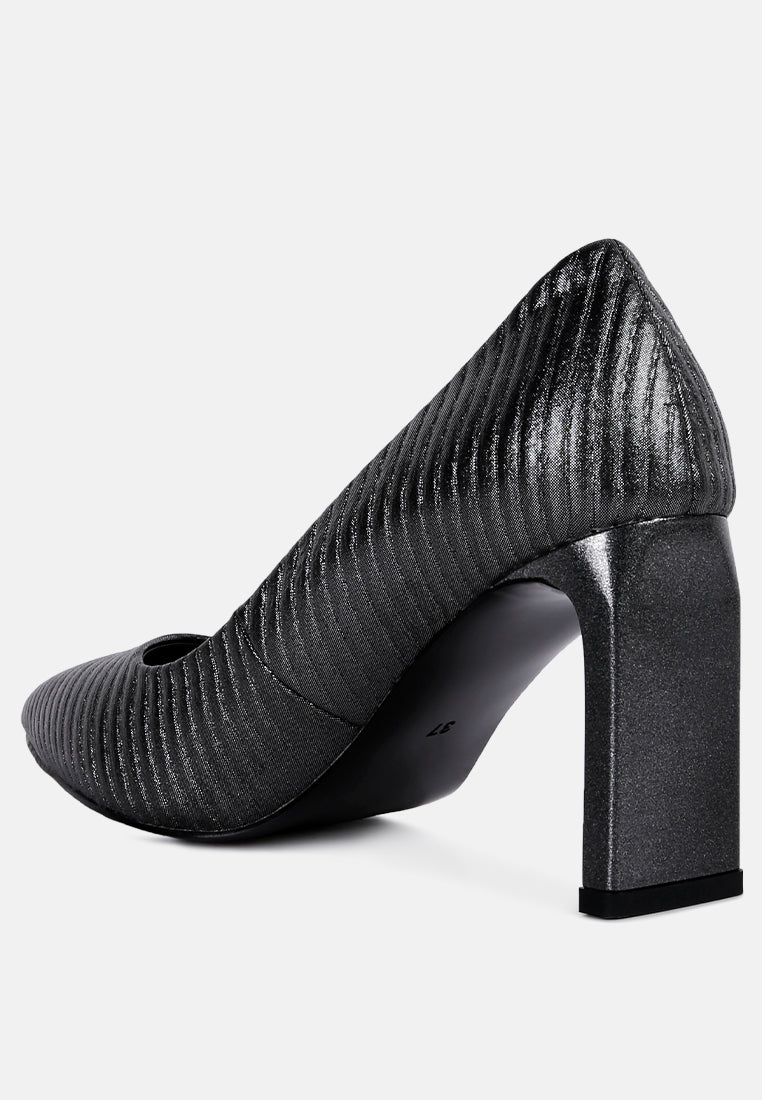 Textured Italian Block Heel Pumps