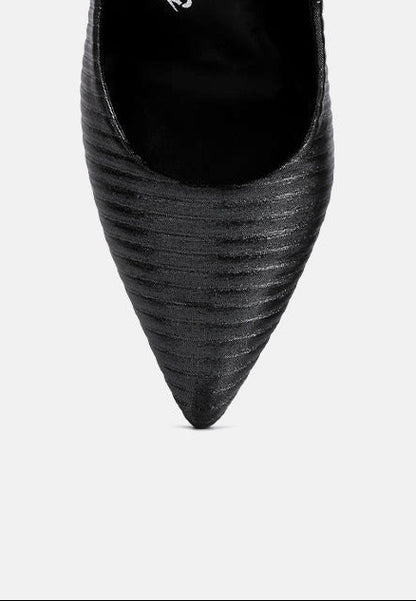 Textured Italian Block Heel Pumps