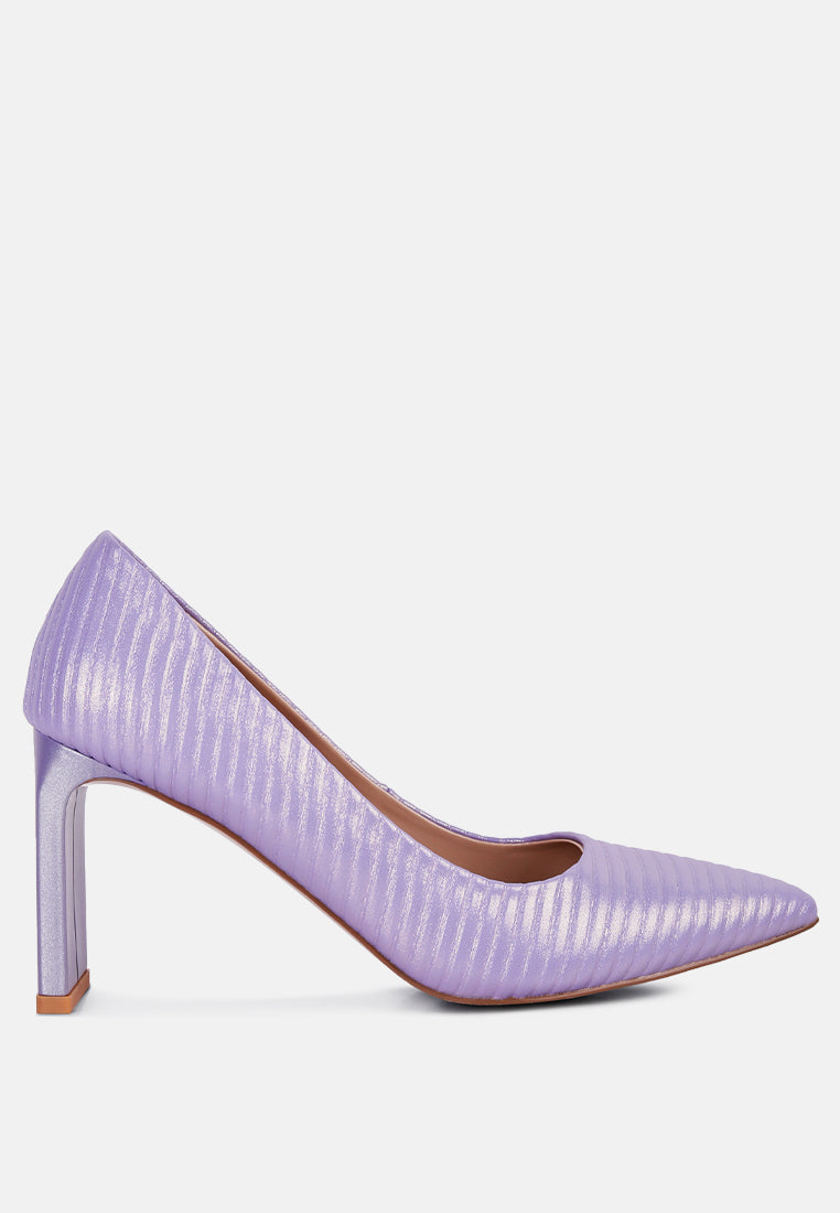 Textured Italian Block Heel Pumps