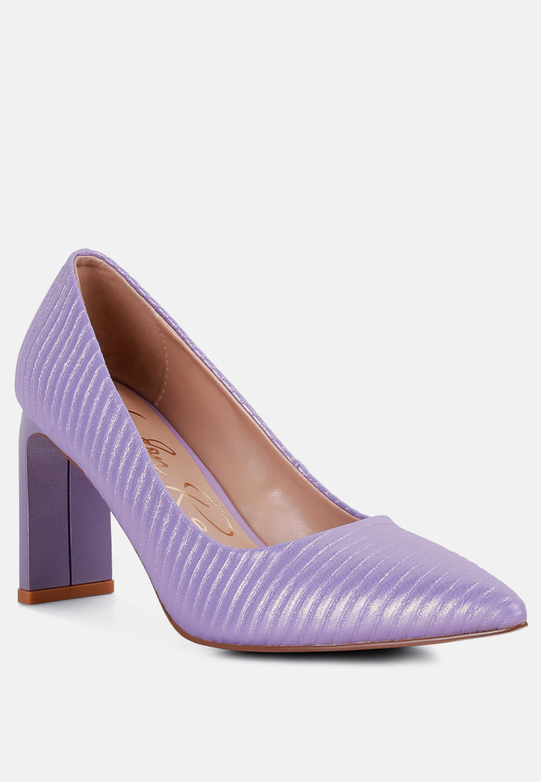 Textured Italian Block Heel Pumps