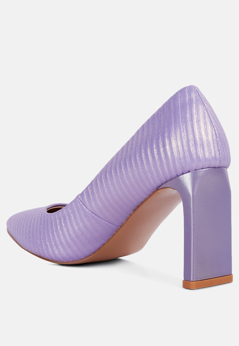 Textured Italian Block Heel Pumps