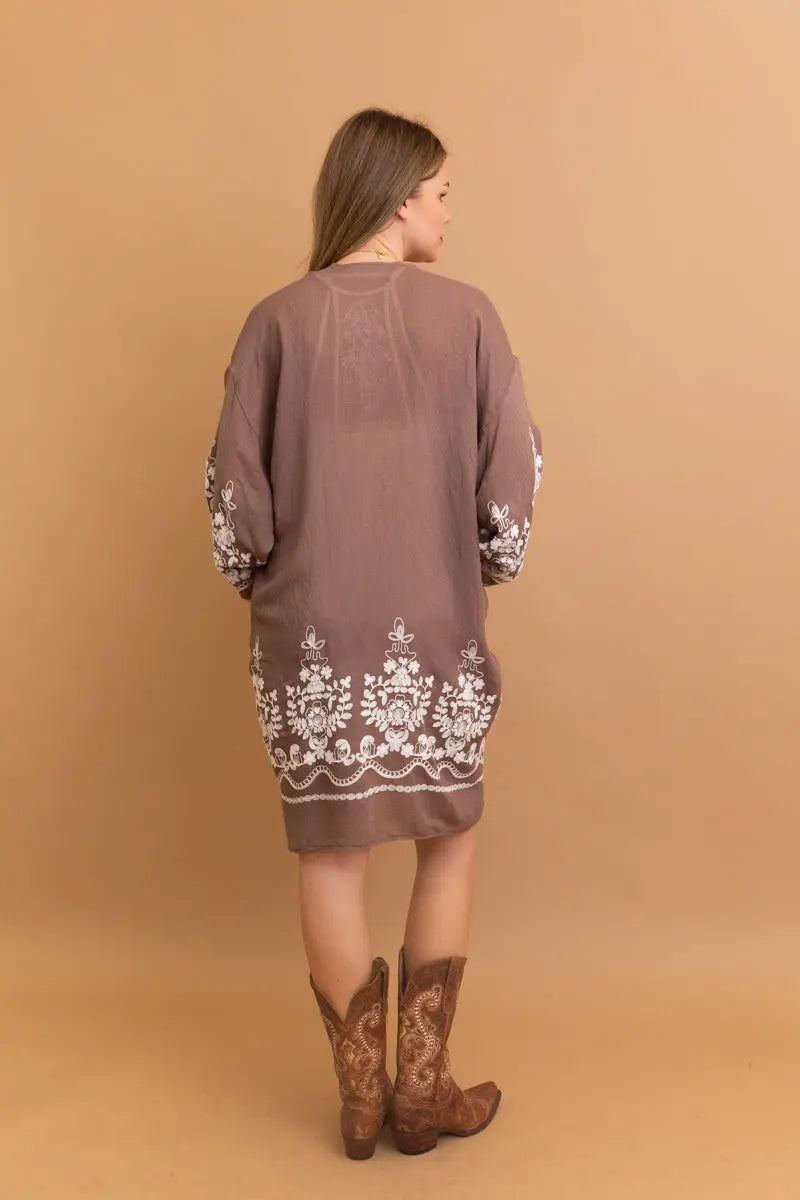 Embroidered Long Sleeve Kimono