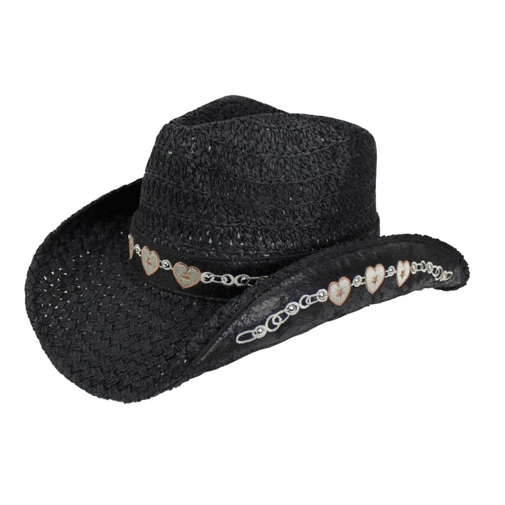 Corazon Black Straw Cowgirl Hat