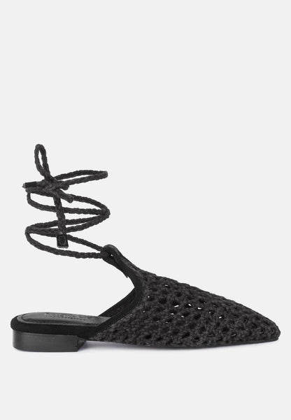 Handwoven Honeycomb Cotton Tie Up Mules