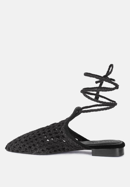 Handwoven Honeycomb Cotton Tie Up Mules