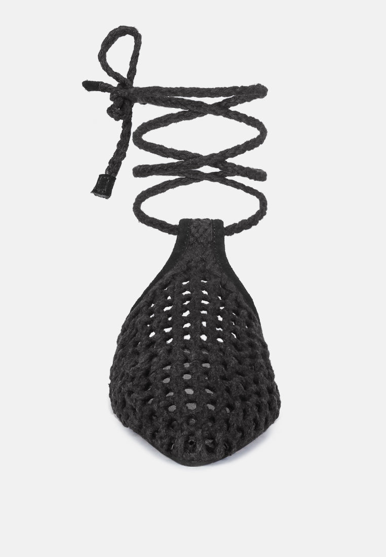 Handwoven Honeycomb Cotton Tie Up Mules