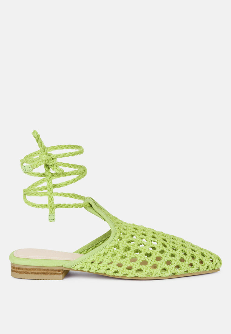Handwoven Honeycomb Cotton Tie Up Mules