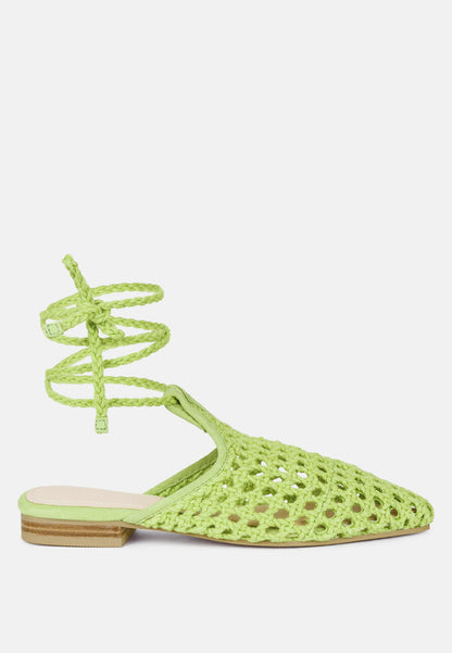 Handwoven Honeycomb Cotton Tie Up Mules