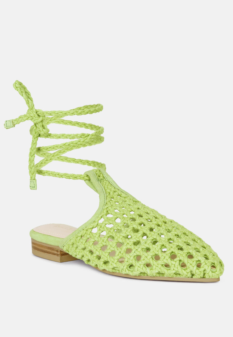 Handwoven Honeycomb Cotton Tie Up Mules