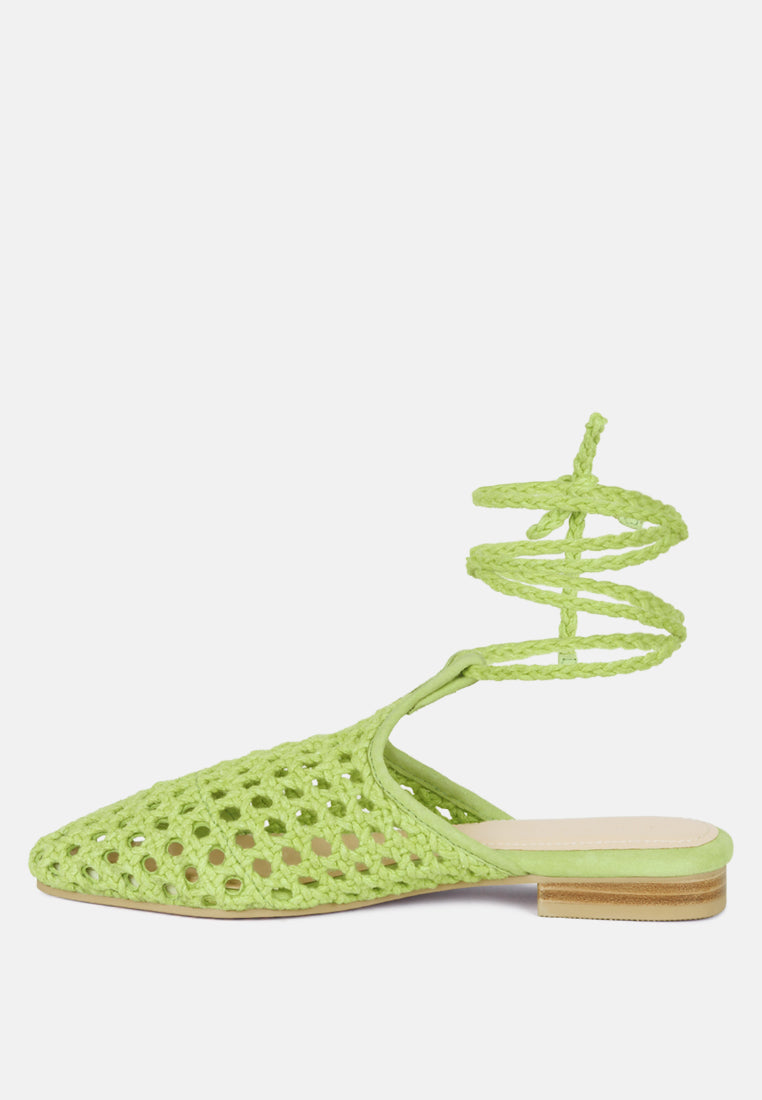 Handwoven Honeycomb Cotton Tie Up Mules