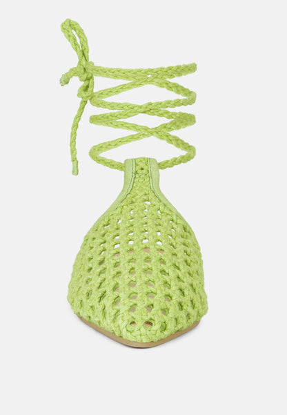 Handwoven Honeycomb Cotton Tie Up Mules