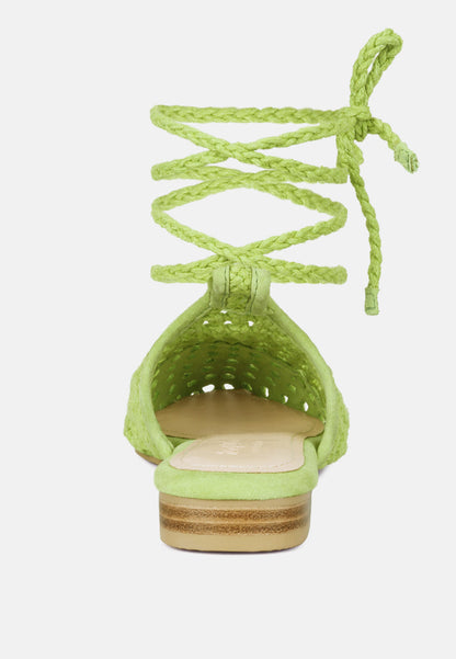 Handwoven Honeycomb Cotton Tie Up Mules