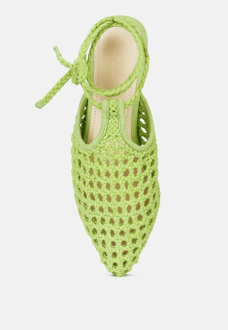 Handwoven Honeycomb Cotton Tie Up Mules